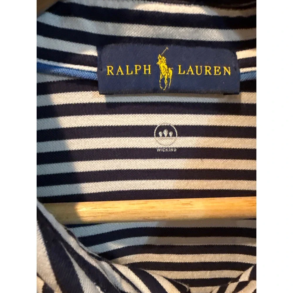 Ralph Lauren Mens XL Pro Fit PGA Golf Polo Shirt Navy White Striped Wicking